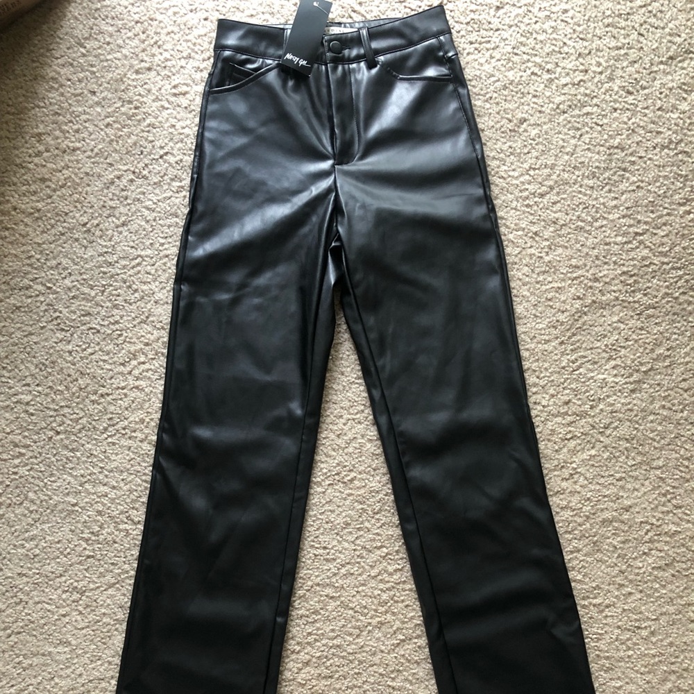 NWT Nastygal Straight Leg Faux Leather Pants